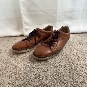 J&M Tan Leather Lace Up Rubber Sole Casual Dress Sneakers, Men's Size 14